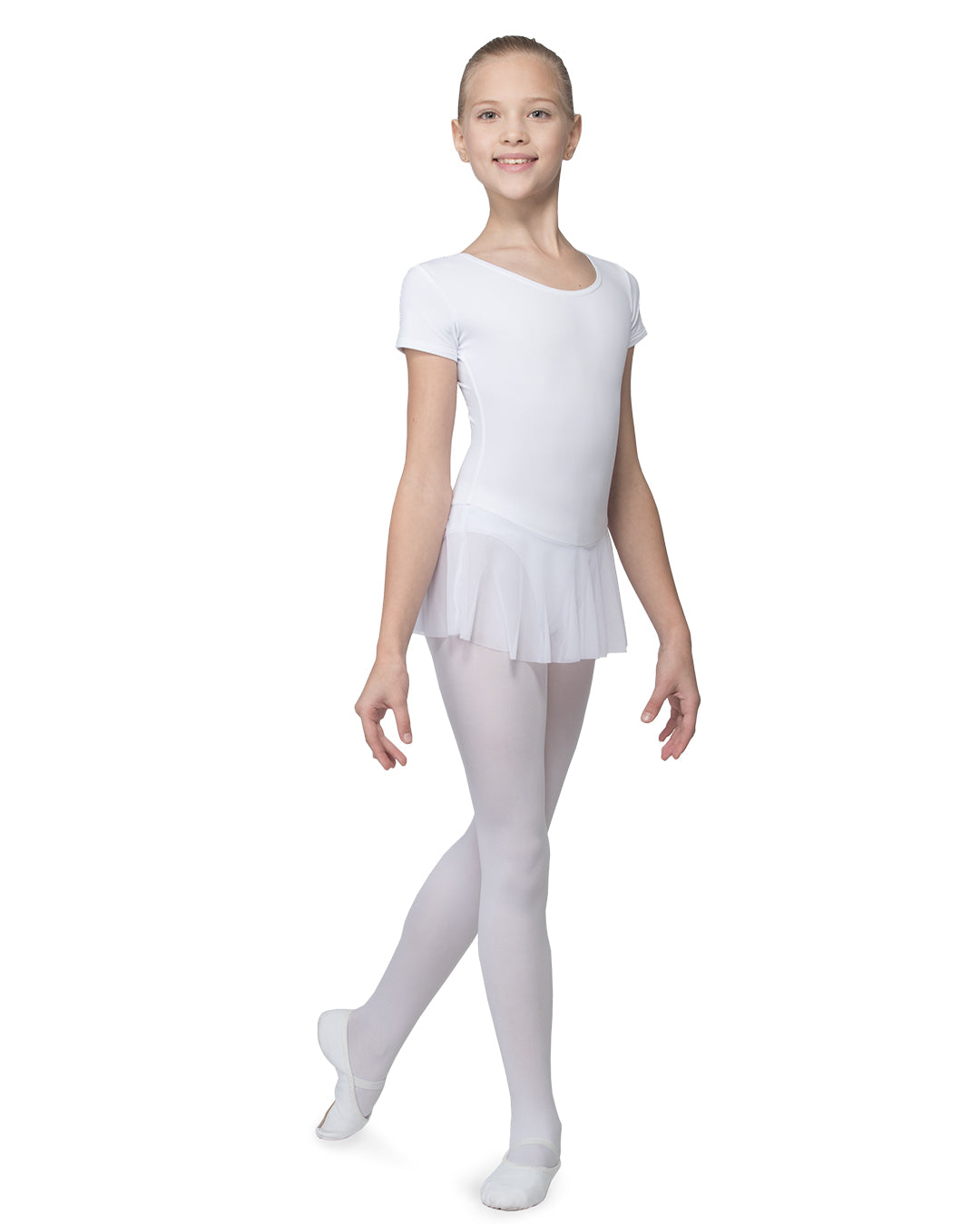 DAD04MJU Short sleeve leotard, skirt, microfiber