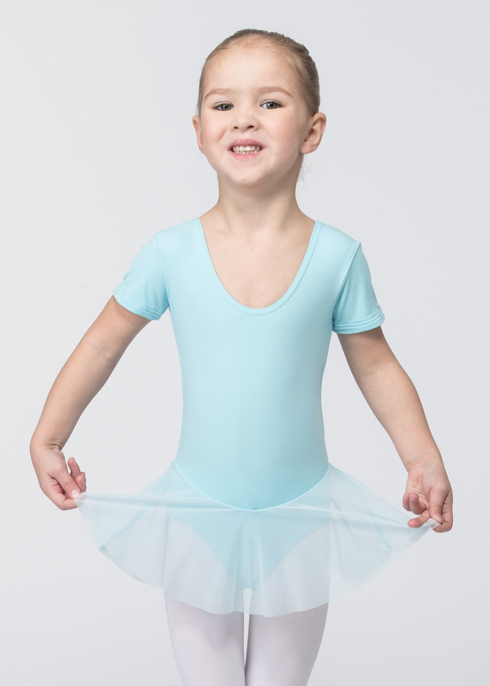 DAD04MJU Short sleeve leotard, skirt, microfiber