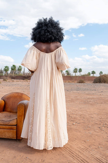 Nina Long Off-the-Shoulder Dress