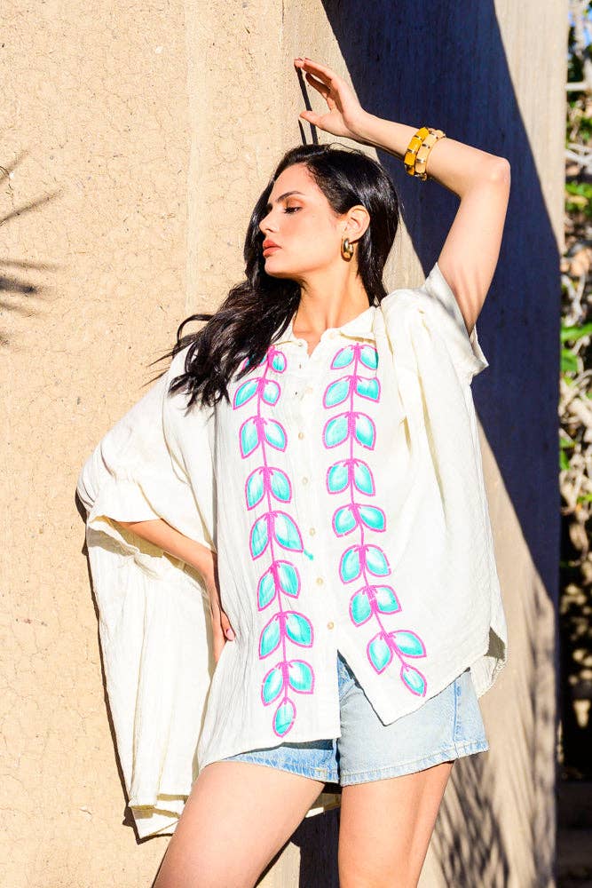 Oversized embroidered Monita blouse