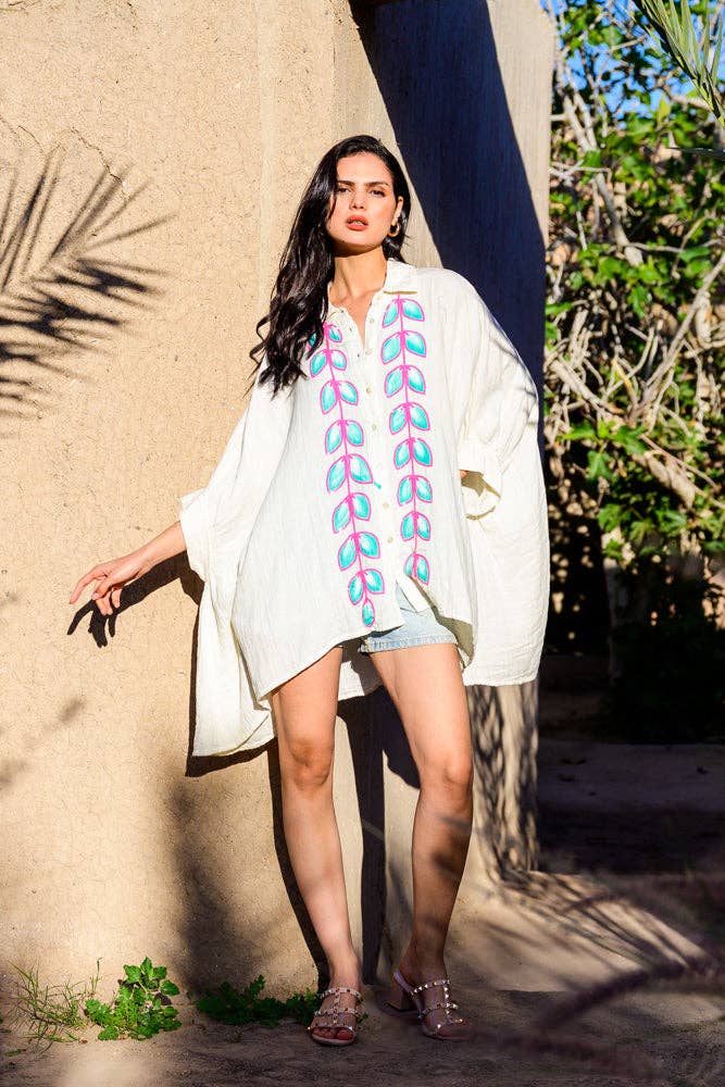 Oversized embroidered Monita blouse